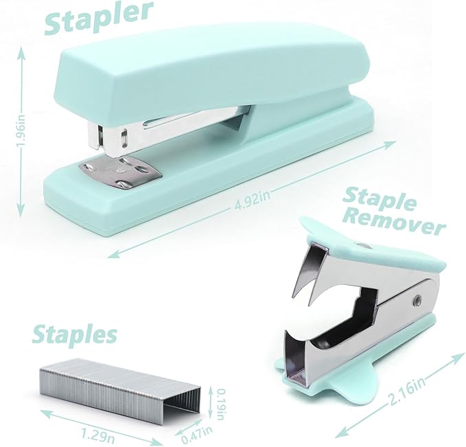 Green Office Stapler, 25 Sheet Capacity with 2000 Staples and Staple Remover, Desktop Stapler,Green Office Supplies for Students and Office Clerks