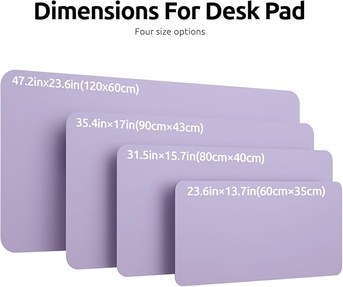 YSAGi Leather Desk Protector, Office Mat, Large Mouse Mat, Non-Slip PU Leather Blotter, Laptop Desk Pad, Waterproof Writing Pad for Office and Home (Light Purple, 31.5" x 15.8")