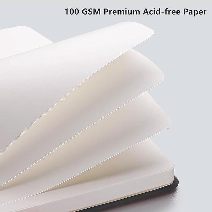 RETTACY Blank Journal Notebook, 192 Pages, A5 Medium Size (5.7'' x 8.3''), Leather Hardcover, 100 GSM Thick Paper, for Sketching, Drawing, Painting (Rose Gold)