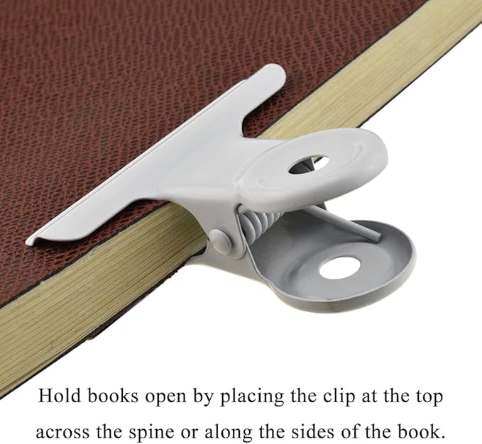 HAHIYO 2.5inch White Bulldog Clips Metal File Hinge Binder Clips Clamps Save Space Strong Spring Jaws Rock Solid Grip Book Lay Flat Deburred Edge for Hang Photos Wall Grid Dog Food 9PCS