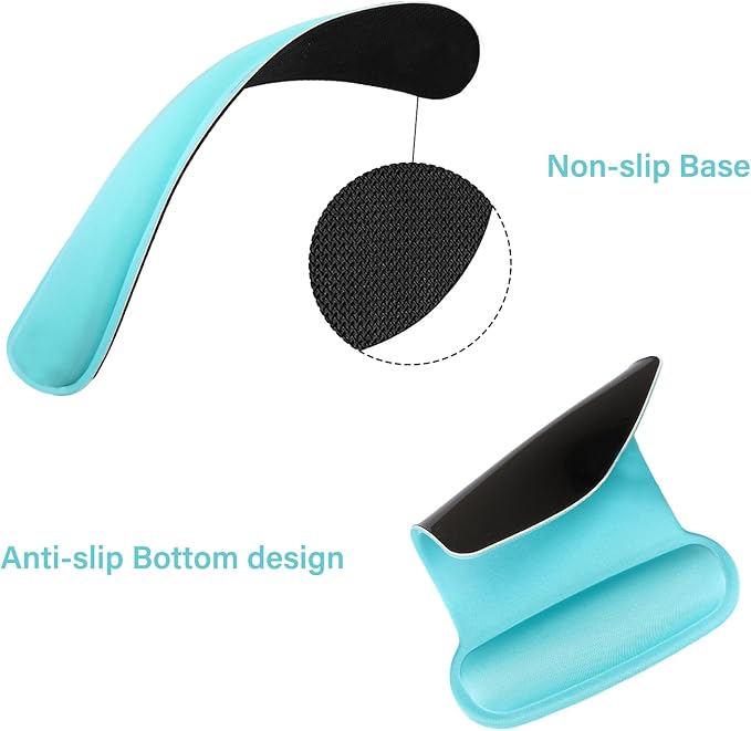 MOSISO Wrist Rest Support for Mouse Pad & Keyboard Set, Ergonomic Mousepad Non-Slip Base Home/Office Pain Relief & Easy Typing Cushion with Neoprene Cloth & Raised Memory Foam, Turquoise