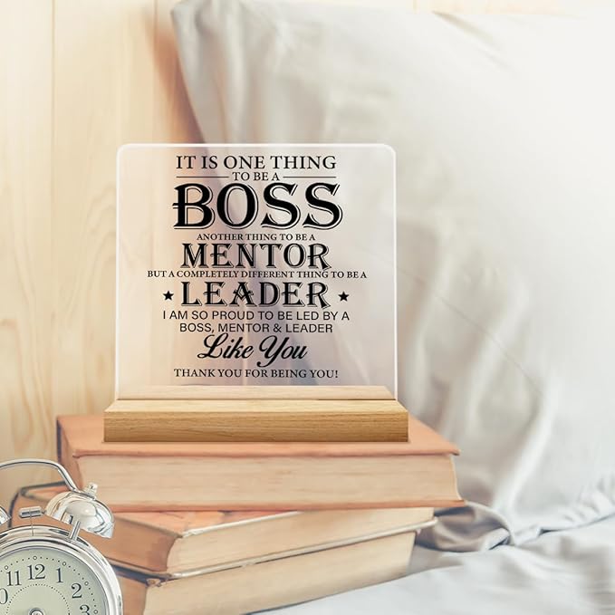 Zauly Best Boss Gifts, Acrylic Desk Sign, Modern Inspirational Decor, 4 x 4 Inches