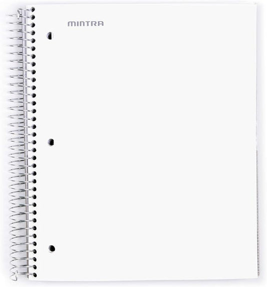 Mintra Office Durable Spiral Notebooks, 5 Subject (White, College Ruled 1pk)