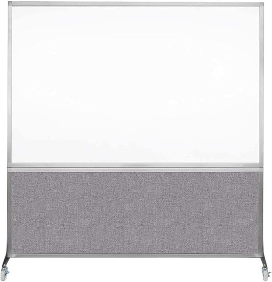 DivideWrite Mobile Whiteboard | Double Sided Dry Erase Board | Portable Office Cubicle Partition | Display for Classrooms, Conference Rooms, Meeting Areas and More | Cloud Gray 6' Wide X 6' Tall