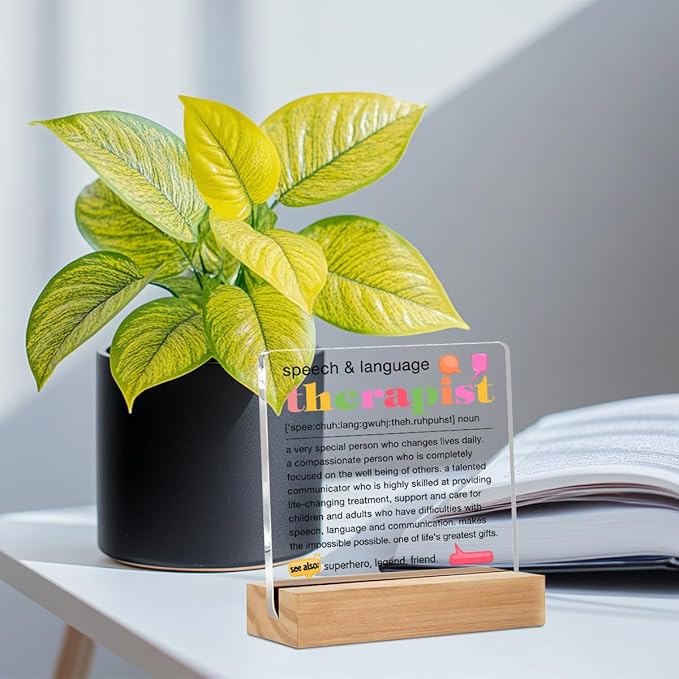 Speech Therapist Gift Table Desk Decor, Speech Pathologist Gifts, Speech Language Pathologist Gifts SLP Gifts Acrylic Sign, Speech Therapy Gifts, Acrylic Plaque with Stand, Office Home Bedroom Decor