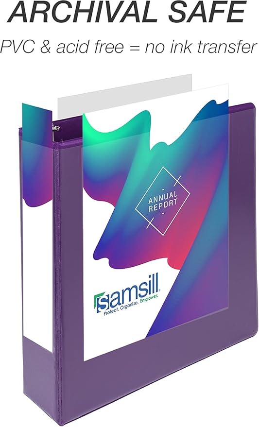 Samsill Durable 2 Inch Binder, Made in The USA, D Ring Binder, Customizable Clear View Cover, Purple, 12-Pack, Holds 475 Pages
