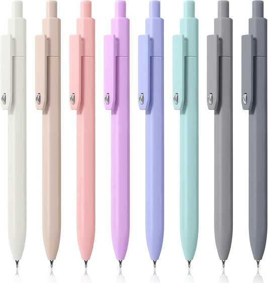 Vitoler Gel Pens, 8Pack Cute Morandi Color Pens Fidget Pens 0.5mm Smooth Writing Pens for Women/Nurse Office School Teacher Supplies