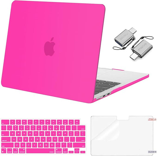 MOSISO Compatible with MacBook Air 13 inch Case 2025 2024 2023 2022 M4 A3240 M3 A3113 M2 A2681, Plastic Hard Shell&Keyboard Cover&Screen Film&Type C for MacBook Air 13.6 inch Case, Bright Rose