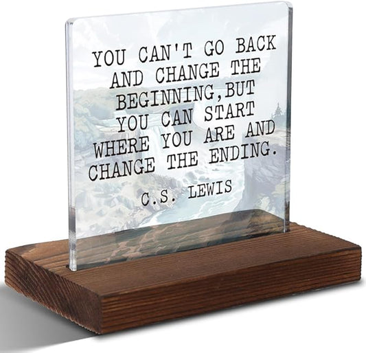 Mental Health Gifts for Men, Encouragement Gifts for Men, Positive Affirmation Gift for Man, Sobriety Gift for Man, Modern Acrylic Desk Plaque with Inspirational Quotes, 10 x 10 x 1.5 cm,XXD28
