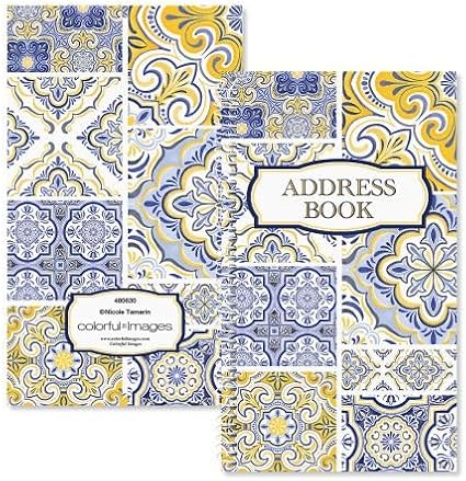Current Mediterranean Citrus Address Book-94 Pages;Small 5" x 8-1/2" Size for Purse or Office,Spiral Bound Soft Cover Organizer for Contacts,Addresses,Email, & Phone Numbers + 50 Replacement Stickers