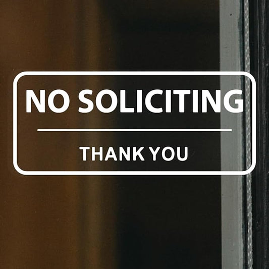 No Soliciting Sign for House Business Sign 3x7 Inch for Front Door Window Sticker Home Office Waterproof UV Proof Vinyl Transparent Decal 5 Pack