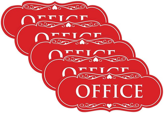 All Quality Designer Office Sign | Easy Installation - Red - Medium (5 Pack)