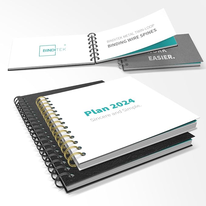 Binditek 100 Pack Double Loop Wire Binding Spines, 1/2Inch Binding Wire for Letter Size, 3:1 Pitch, 100 Sheet Capacity, 32-Loop, Black, for Students and Coworkers