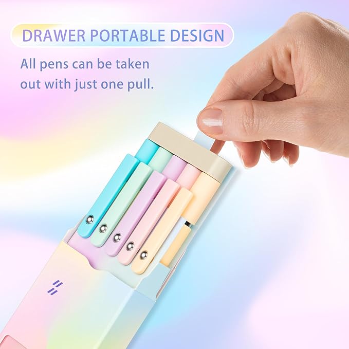 5PCS Retractable Gel Pens Set, Quick Dry Black Ink Fine Point Soft Touch Roller Ball Gel Ink Pen for Smooth Writing (Aurora Color)