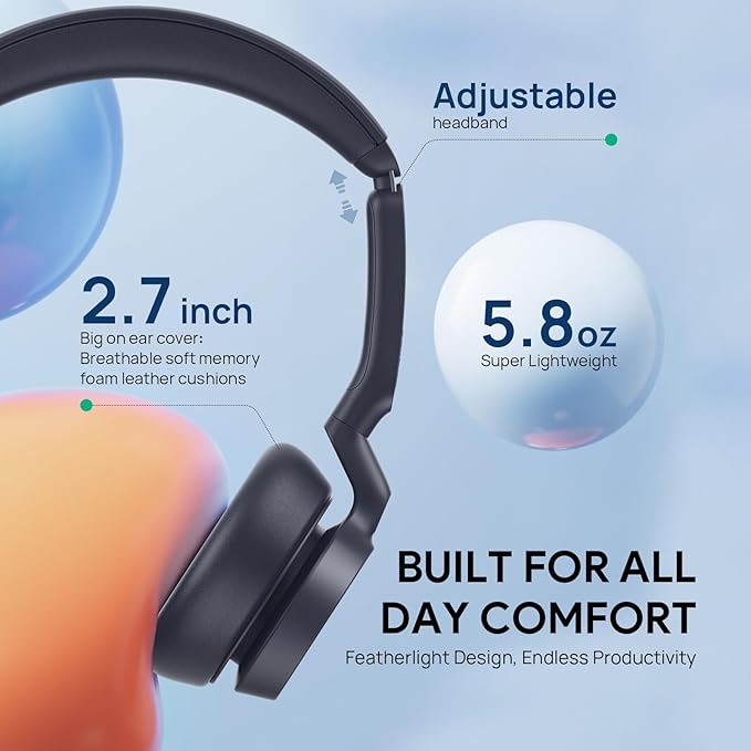 Yealink UH46 USB Headset with Mic, Wired Headset with 3 Noise Cancelling Microphones for PC/Computer/Laptop, Teams Certified, in Line Controls for Home Office Online Meetings, Plug & Play USB-C/A