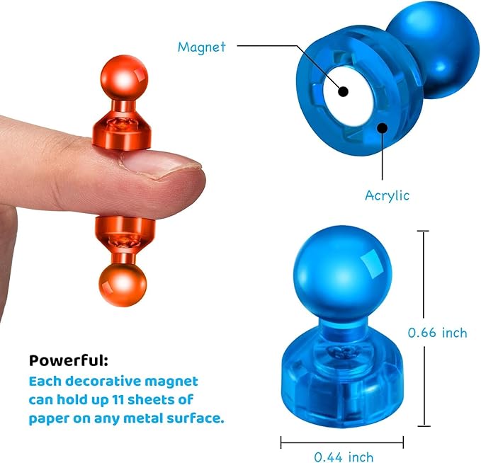 90 PCS Colorful Strong Magnetic Push Pin Magnets, Office/Classroom Magnets,8 Assorted Color, Perfect to use as Kitchen Home and School, Map Magnets,Whiteboard Magnets