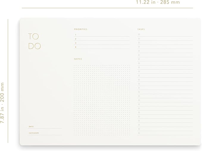 Elegant To Do List Notepad with Mouse Pad Feature, 3 Pack, 11.22" x 7.87", 50 Tear-Off Sheets (50 Each), Gold Foiled, Daily Planning, Eco-friendly To Do List Planner, FSC™ Certified To Do List Notebook for Work