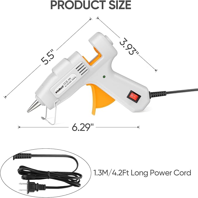ROMECH 20W Mini Hot Glue Gun with 30 Glue Sticks Set, Fast Preheating Hot Glue Gun Kit Heavy Duty Gluegun for Craft, DIY, Repairs (White)