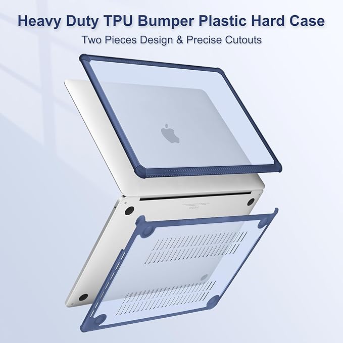 MOSISO Compatible with MacBook Pro 13 inch Case M2 2025-2016 A2338 M1 A2251 A2289 A2159 A1989 A1708 A1706, Anti-Cracking Heavy Duty Plastic TPU Bumper Hard Case&Keyboard Skin&Screen Film, Haze Blue