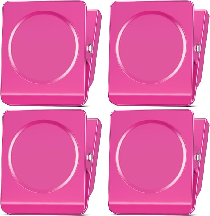 FINDMAG Pink Magnetic Clips, 2.2inch Heavy Duty, Strong Magnet Clips for Fridge, Whiteboard, Classroom, Office (Pack of 4)