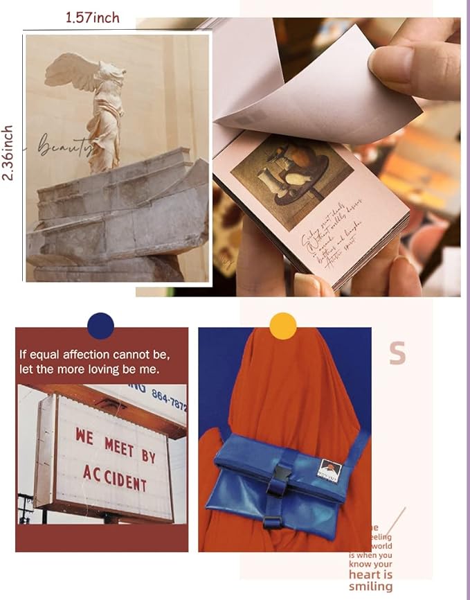 6 Sets 300 Pcs Washi Stickers Set Vintage Aesthetic Sticker Book for Journaling, DIY Decorative Paper Sticker Decals for Bullet Journal Art Scrapbooking Diary Card Craft Gift Album Notebook Stationery