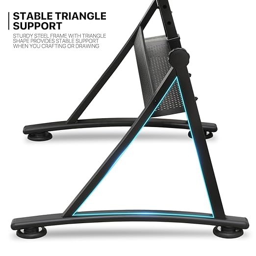 MoNiBloom Art Deco Drafting Table, Height-Adjustable, Tiltable Tabletop, Stool for Reading Writing Painting, Homeschooling Desk for Children with 2 Storage Drawers