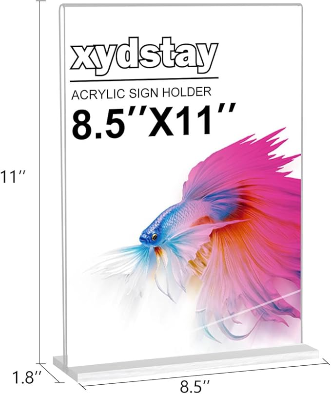 6pack Acrylic Sign Holder 8.5 X 11, Vertical T Shape Clear Plastic Menu Holder, Unbreakable Table Sign for Restaurant, Office, School, Store and Home Use