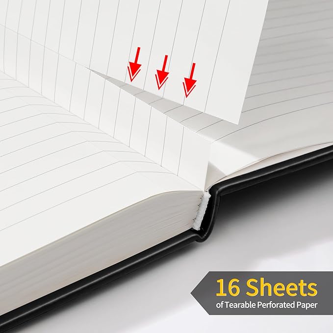 Annecy Lined Journal Notebook, Hardcover Leather Journal for Women & Men, 160 Numbered Pages, Medium 5.5" x 8.25", 100 GSM Thick Paper, Black