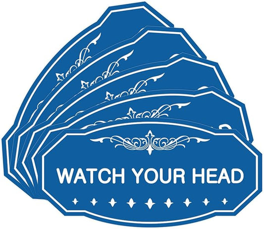 Signs ByLITA Victorian Watch Your Head Sign (Blue) - Large 5 Pack