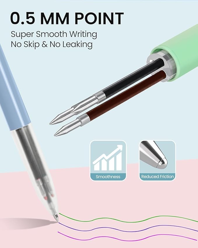 3-in-1 Multicolor Gel Pens, 18 Colors Ballpoint Pen, 0.5mm Gel Pens Fine Point Smooth Writing Pens 6PCS, Cute Nurse Pens Retractable Pens for Dairy, Office, Home, Journaling, Note-Taking, Teacher