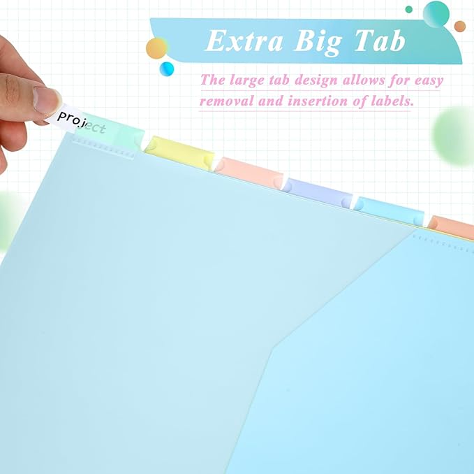32 Pcs/4 Sets 8 Tab Binder Dividers with Pockets Plastic Tabs Dividers for 3 Ring Binder with Pockets Colorful Sturdy Subject Notebook Divider for Office School Home Business Organizer (Pastel)