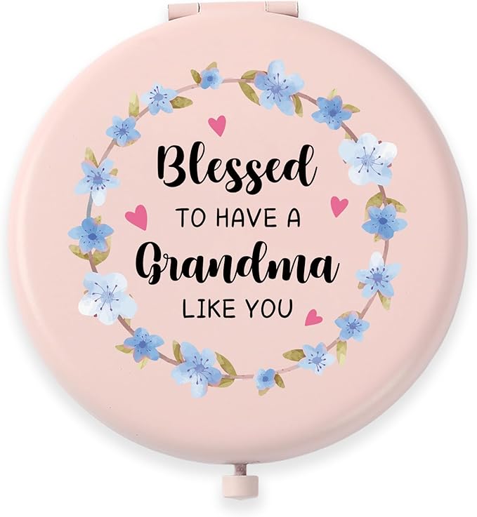 Grandma Stocking Stuffers Birthday Gifts for Grandma from Granddaughter Grandson Grandmother Compact Makeup Mirror Thanksgiving New Year Valentines for Nana