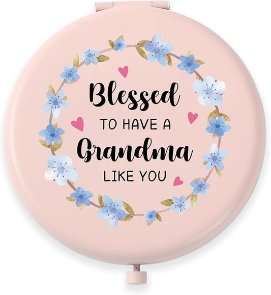 Grandma Stocking Stuffers Birthday Gifts for Grandma from Granddaughter Grandson Grandmother Compact Makeup Mirror Thanksgiving New Year Valentines for Nana