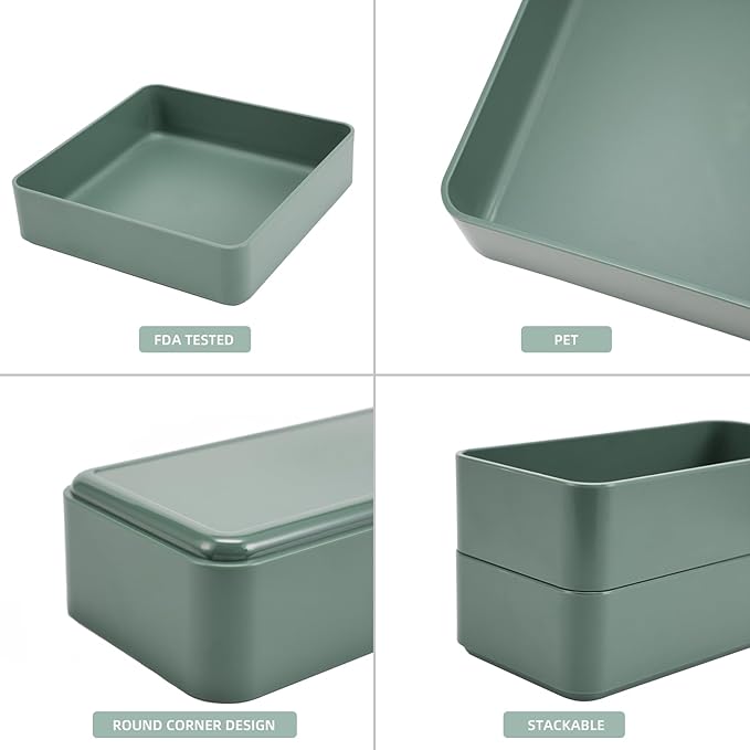 CHANCETSUI 11-Piece Stackable Drawer Organizer Set, Multi-size Desk Drawer Organizer Trays Vanity Storage Bins for Storing Makeup, Stationery, Utensils in Bathroom Dresser, Office and Kitchen