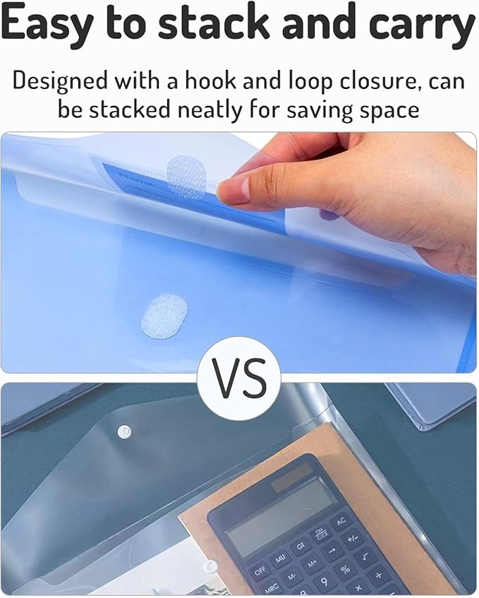 Forvencer Binder Pocket, 48 Pack Super Heavyweight Poly Binder Pocket with Tight Closure, File Folders Side Loading, 3 Ring Binder Organizer, Letter Size, Assorted Colors