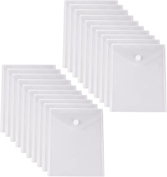 8.5 x 11 Vertical Clear Letter Sized Plastic Envelopes Document File Storage Holder 20 Pack Hook Loop Closure