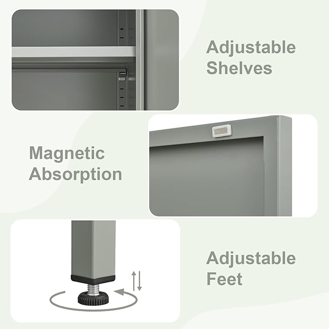 Metal Nightstand,Storage Cabinet with Shelf,Single Door Metal Cabinet,Multifunctional Home Table,Green