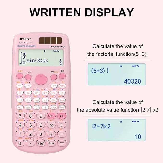 Scientific Calculators, IPEROT Pink Scientific Calculator 417 Function, Desktop Math Solar Calculators School Supplies Suitable for High School and College Students Algebra and Other Math Textbooks
