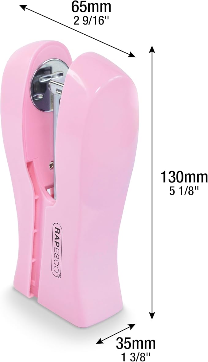 Rapesco 1378 Stand Up/Space-Saving Stapler, 20 Sheet Capacity, Candy Pink