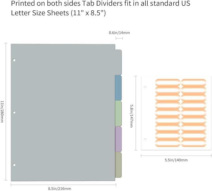 Ospelelf 3 Ring Binder, 1.5 Inch, Cute Letter Size (11" x 8.5") with 5 Tab Dividers, File Folder Labels and Low Profile Clipboards, Black Binder for School and Office Supplies