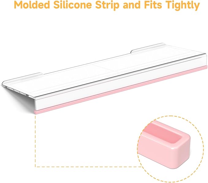 Ergonomic Computer Keyboard Stand - 17 Inch Clear Acrylic Keyboard Riser for Desk Tilted Keyboard Holder Tray with Memo Board & Pink Non-Slip Strip for Home Office Easy Typing & Working