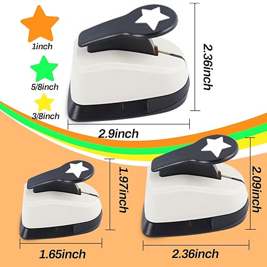 Star Hole Punch, Star Punch, Star Paper Punch, Star Hole Puncher, Star Puncher for Crafts, Star Lever Punch, 1 inch Craft Punch, 5/8 inch Hole Punch Shape, 3/8 inch Paper Punch for Crafting