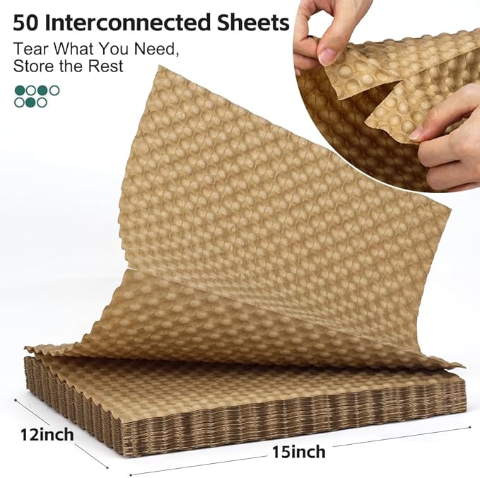 Reusable Bubble Paper - 15" x 50 FT Durable Bubble Wrap for Moving, Eco-Friendly & Washable Shipping Supplies, Biodegradable Packing Paper