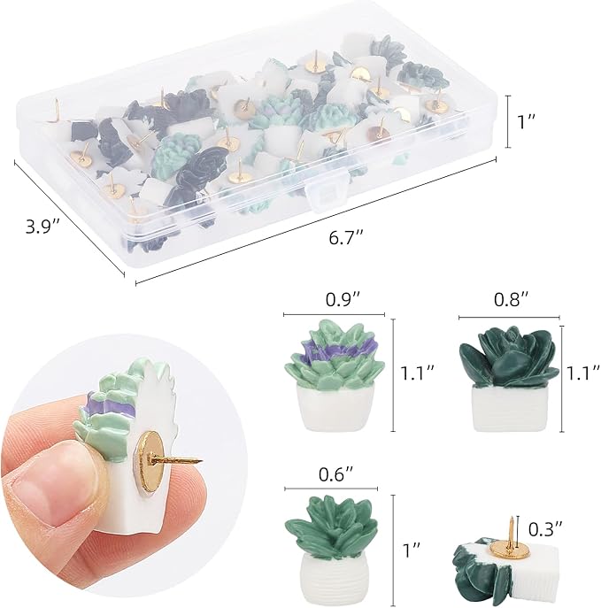 30Pcs Decorative Pushpins Succulent Plants Thumb Tacks for Wall Hangings,Cork Board