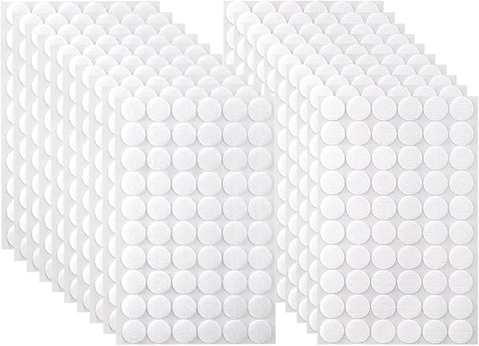 1200Pcs (600 Pairs) 0.59in/15mm Diameter Hook and Loop Self Adhesive Dots Tapes, White Nylon Sticky Back Dots, Fastener Round Tapes for Home, Office and Classroom