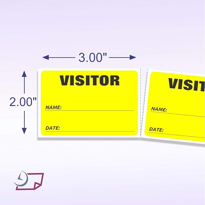 NextDayLabels - 3 x 2 Visitor Labels Pass, ID Labels and Safety Identification Badge Stickers 500 Per Roll (Fluorescent Yellow)