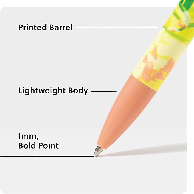 U Brands Laguna Ballpoint Pens, Set of 12, Artist Touch, Bold (1.0mm) Point, Black Ink