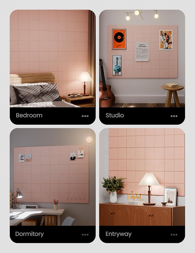 Large Felt Bulletin Board 48" x 36" Cork Board Alternative-12 Pack with 70 Safe Removable Adhesive Tabs, Cork Boards for Walls Cork Board for Home Office Classroom Pin Board-Coral