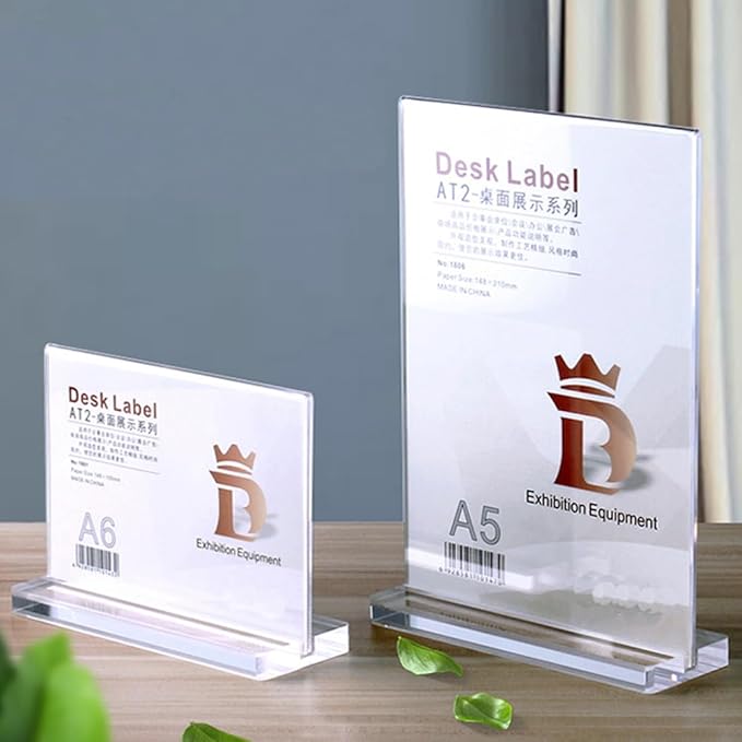 2 Pack Acrylic Sign Holder Menu Displays Double Sided Sign Stand A4/A5/A6 Clear (Transparent Vertical A6 105×148mm/4.13×5.83 inches