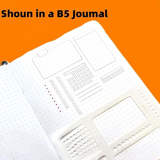 Handmade Flexible Record Template, 3-Pack Stencils Drafting Tools, Reusable Templates Planner Stencils for Journaling Checklists Boxes Lines & Daily Planning.